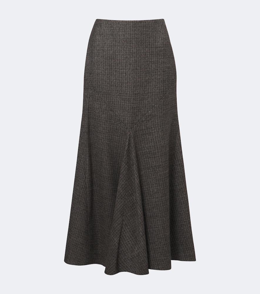 etro checked wool midi skirt