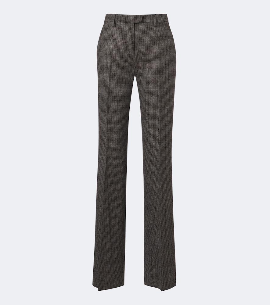 etro checked wool straight pants