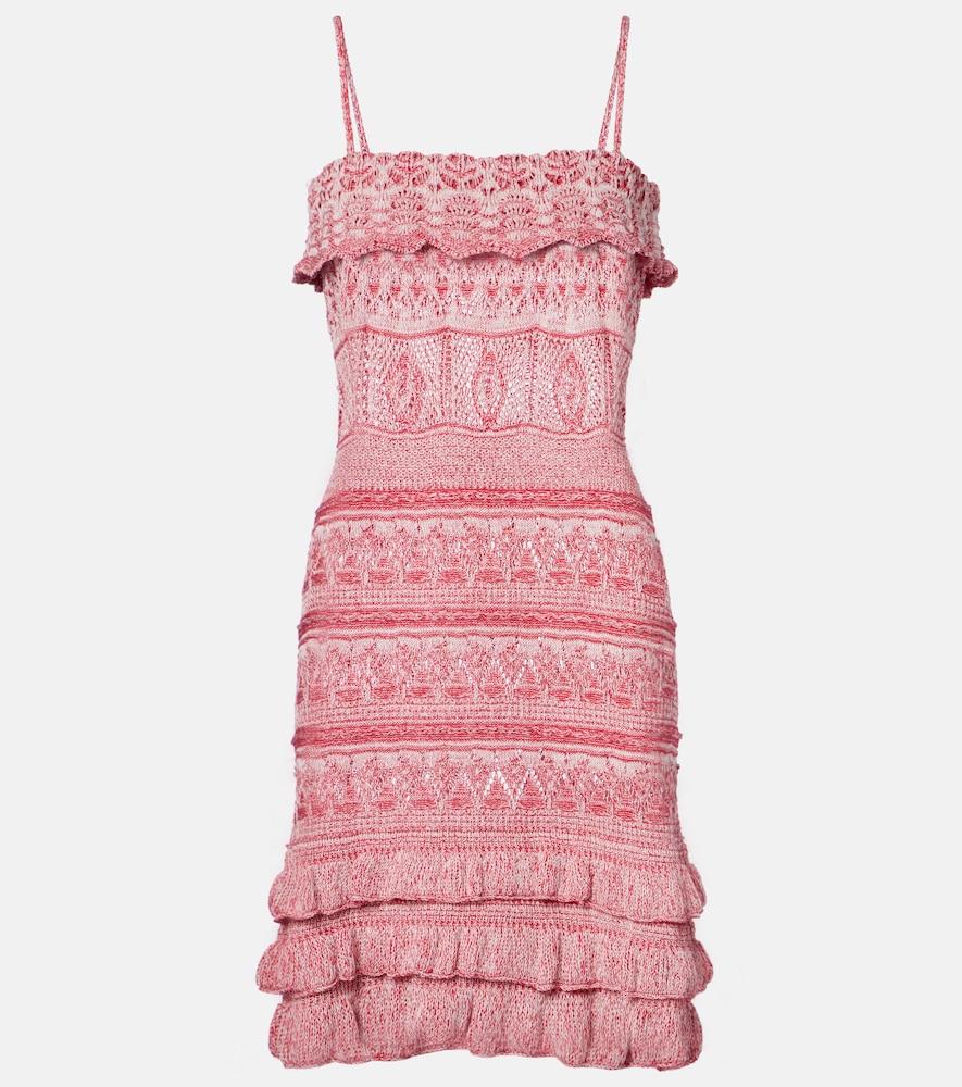 etro crochet ruffled cotton minidress
