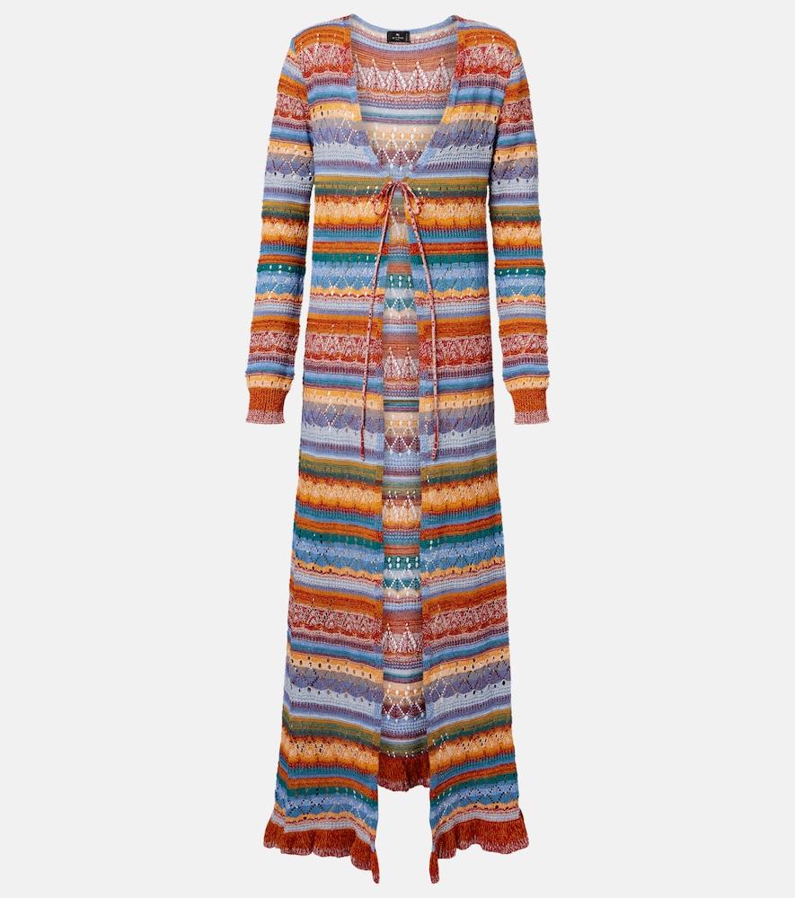 etro crochet striped cotton cardigan