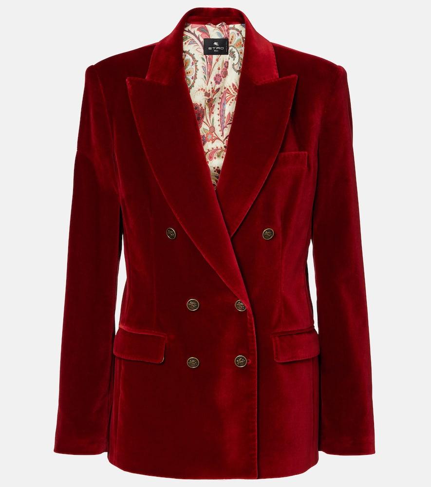 etro double-breasted cotton velvet blazer