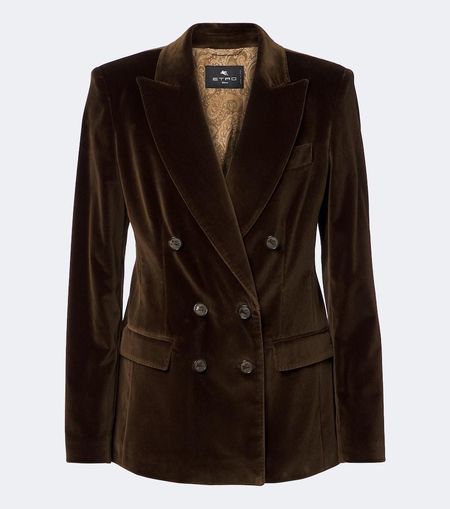 etro double-breasted cotton velvet blazer