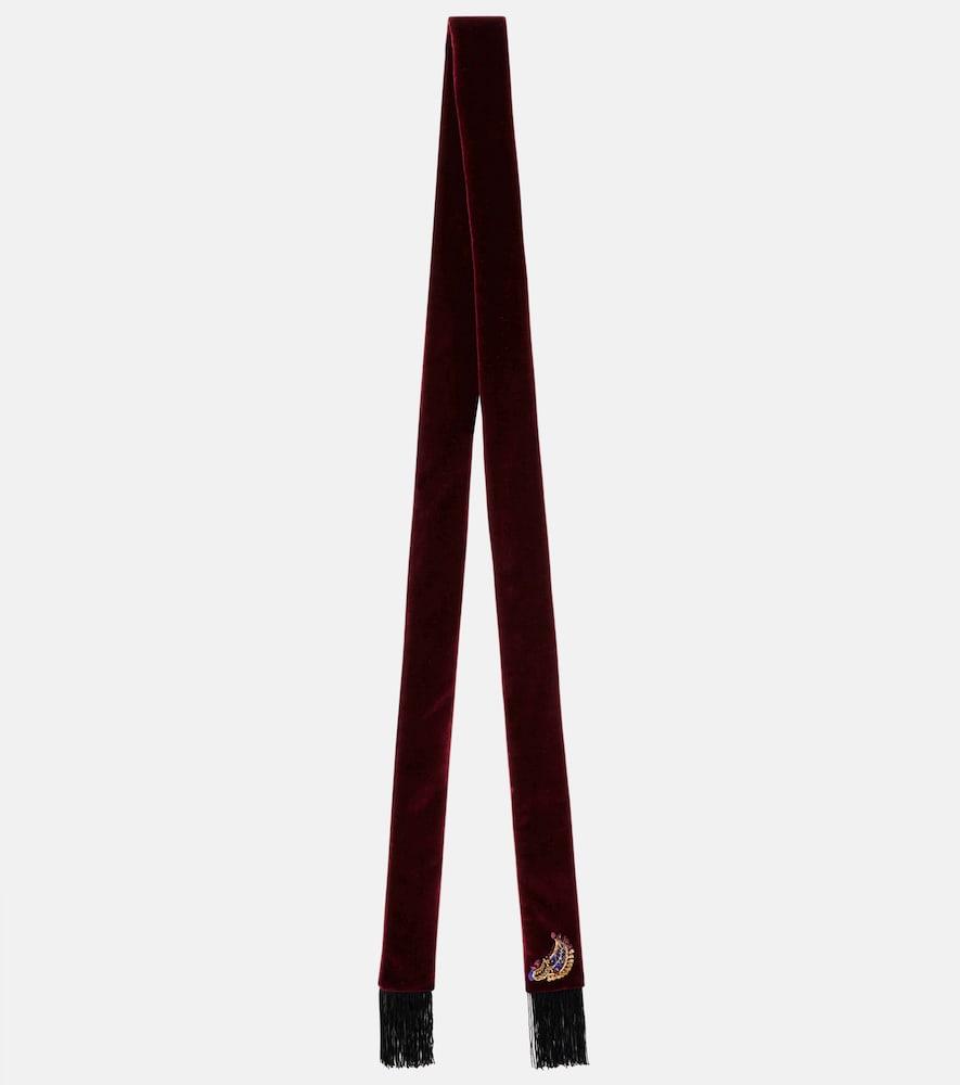 etro embellished paisley cotton velvet scarf