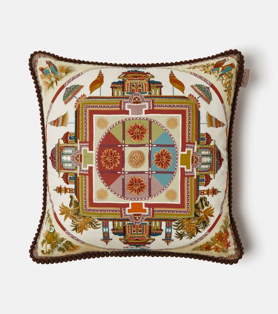 etro embroidered cotton cushion