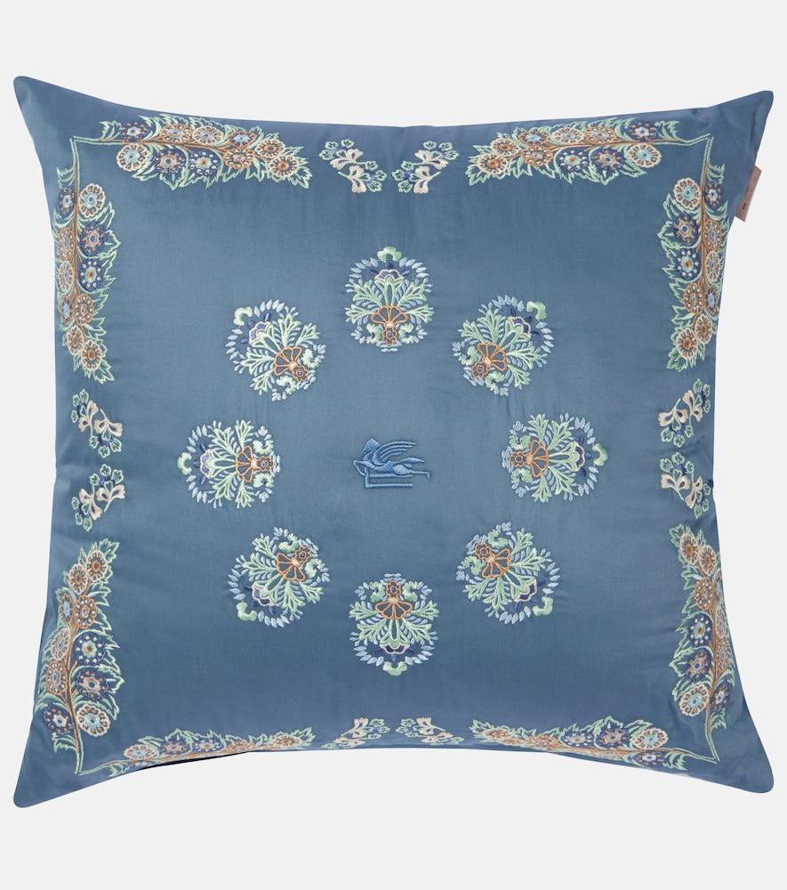 etro embroidered cotton satin cushion