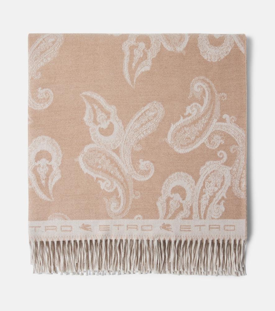 etro fringed paisley wool throw