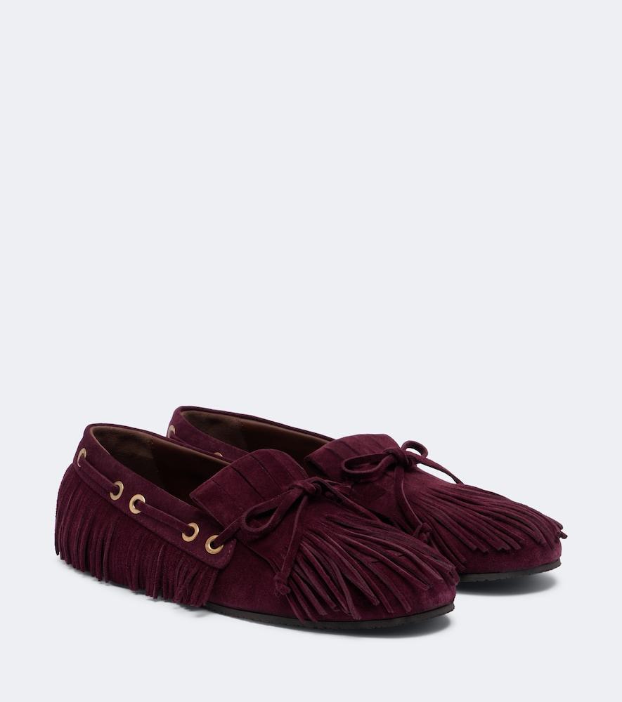 etro fringed suede boat shoes