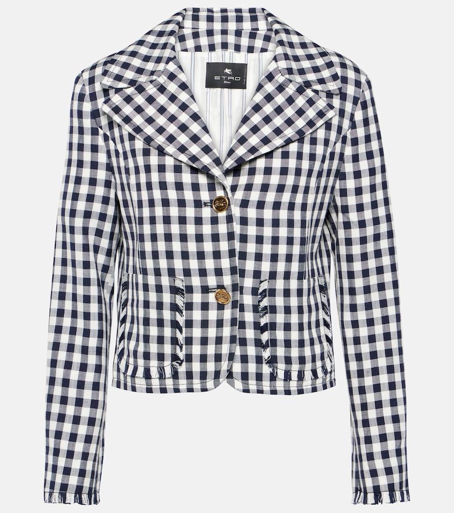 etro gingham cropped blazer