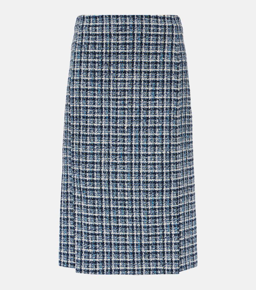 etro high-rise cotton-blend tweed midi skirt