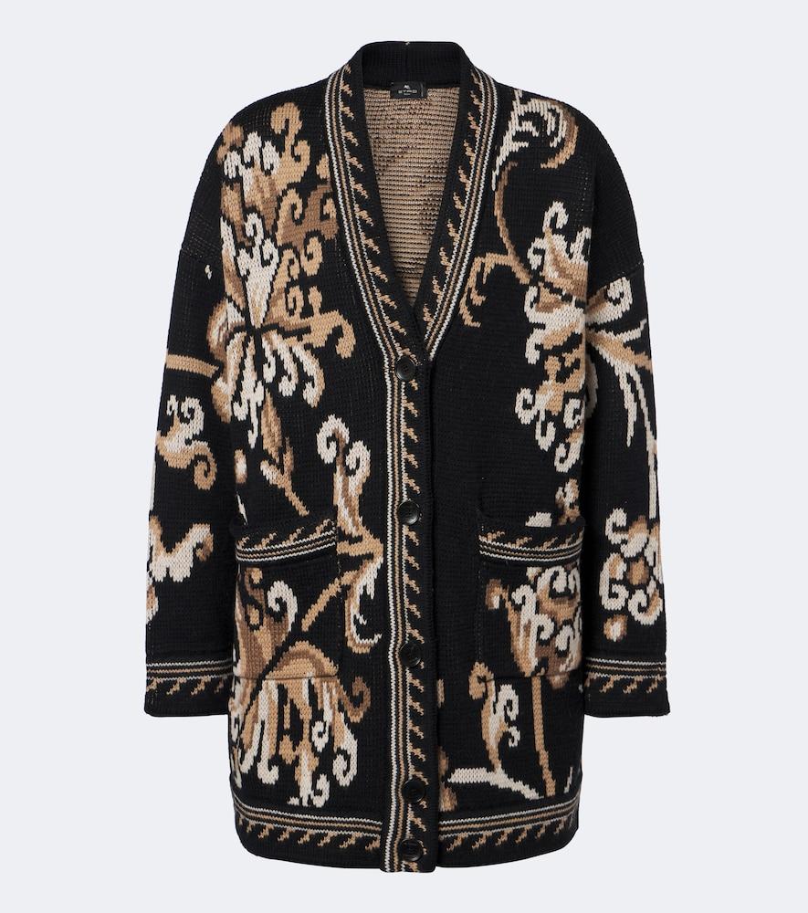 etro jacquard wool cardigan