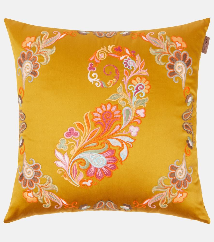 etro kentia embroidered cotton cushion