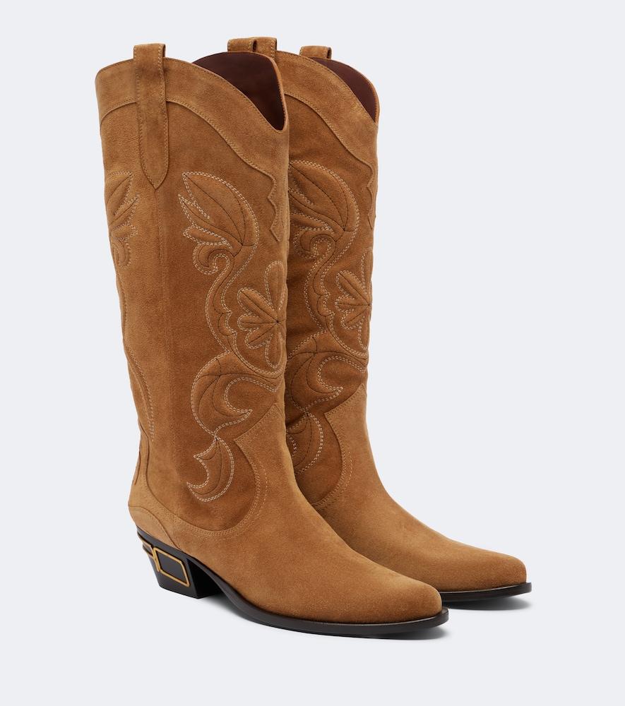 etro logo suede cowboy boots
