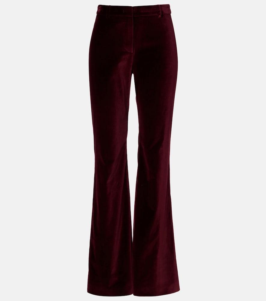 etro mid-rise cotton velvet flared pants