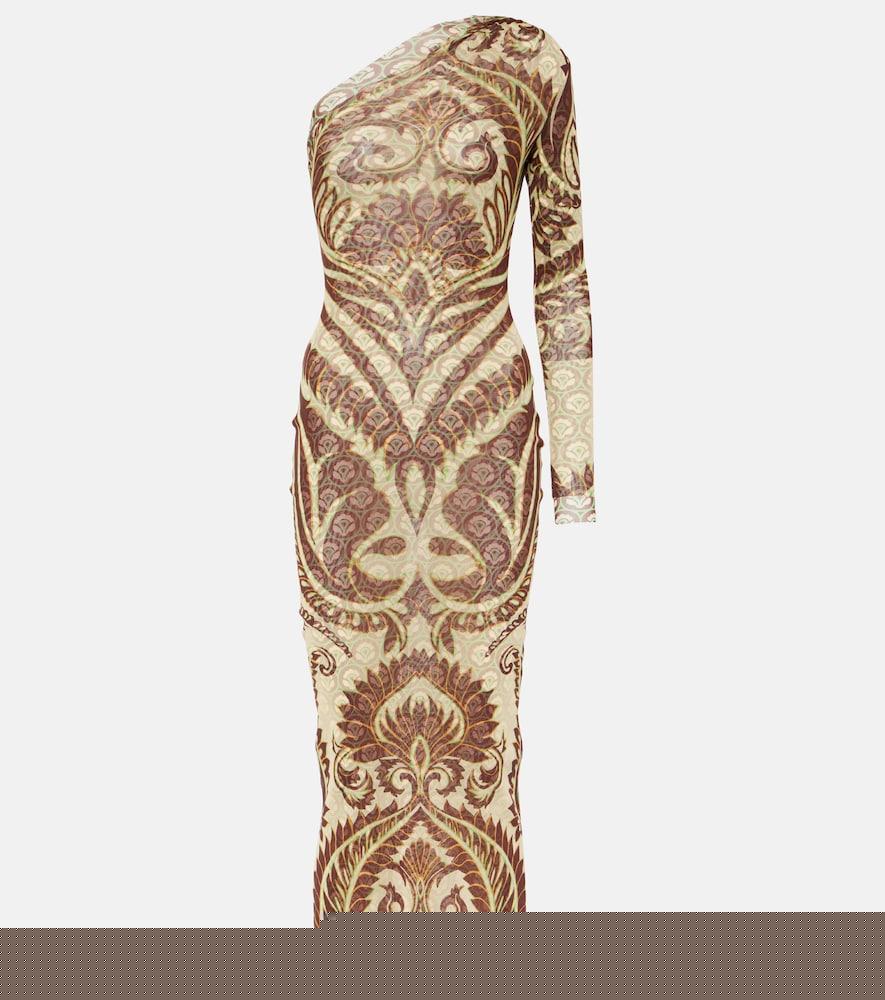etro one-shoulder printed midi dress