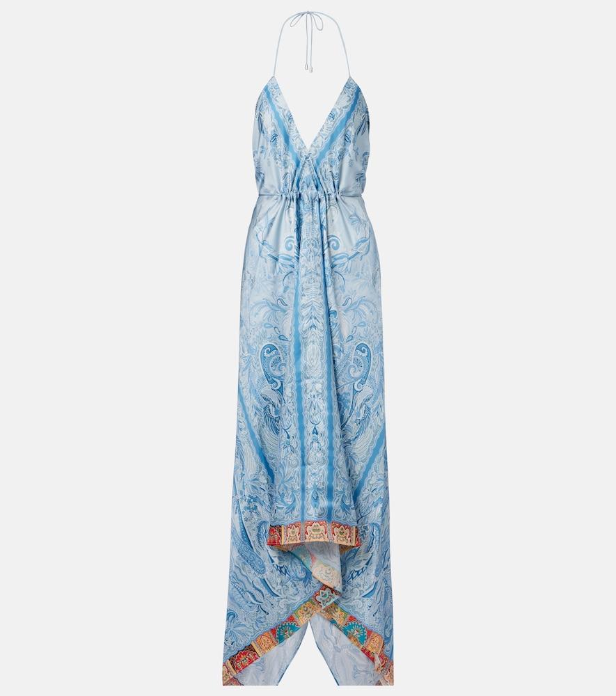 etro paisley asymmetric silk maxi dress