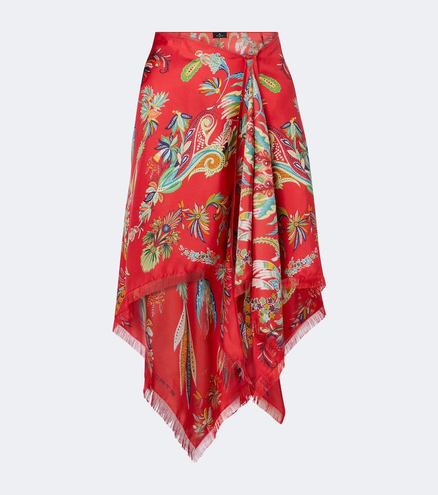 etro paisley asymmetric silk twill miniskirt