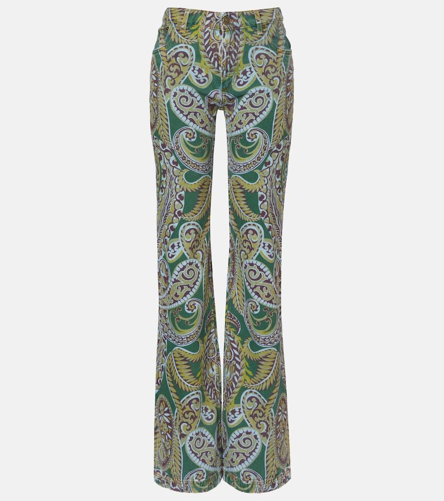 etro paisley high-rise bootcut jeans