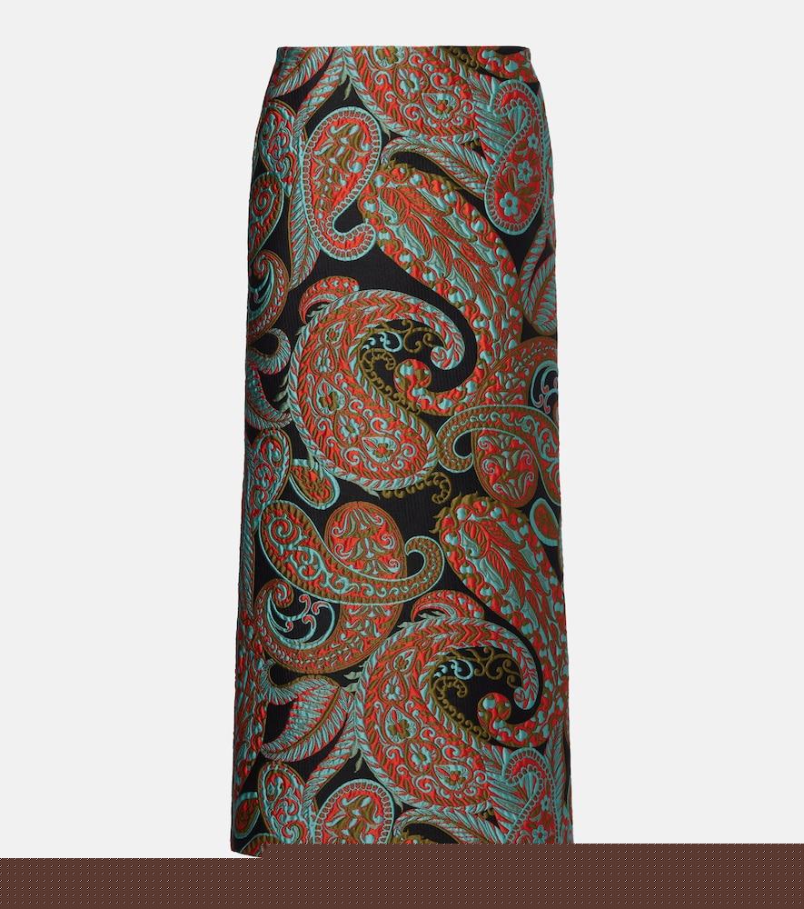 etro paisley jacquard midi skirt