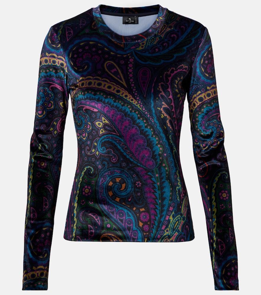 etro paisley jersey top