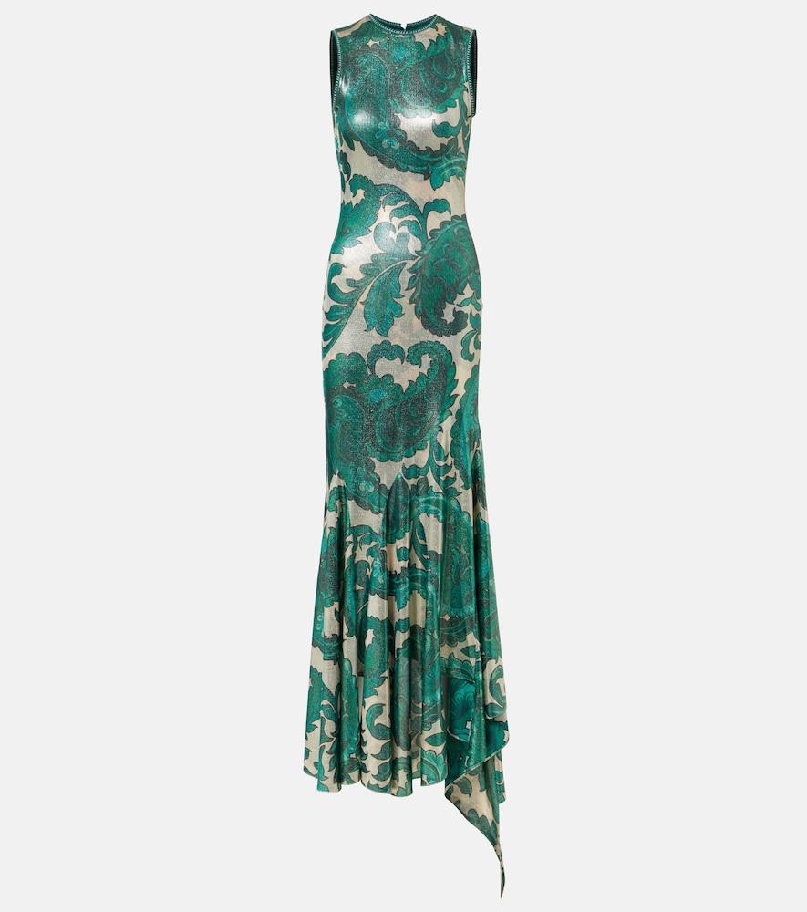 etro paisley open-back lamé maxi dress