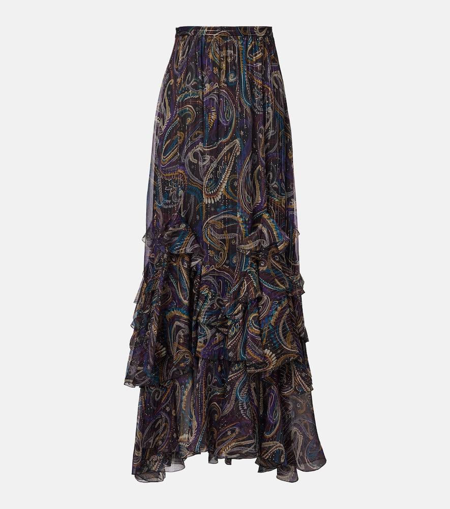 etro paisley plissé silk-blend maxi skirt