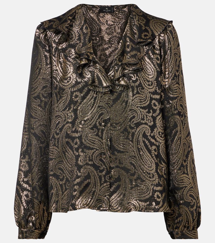 etro paisley ruffled silk-blend blouse
