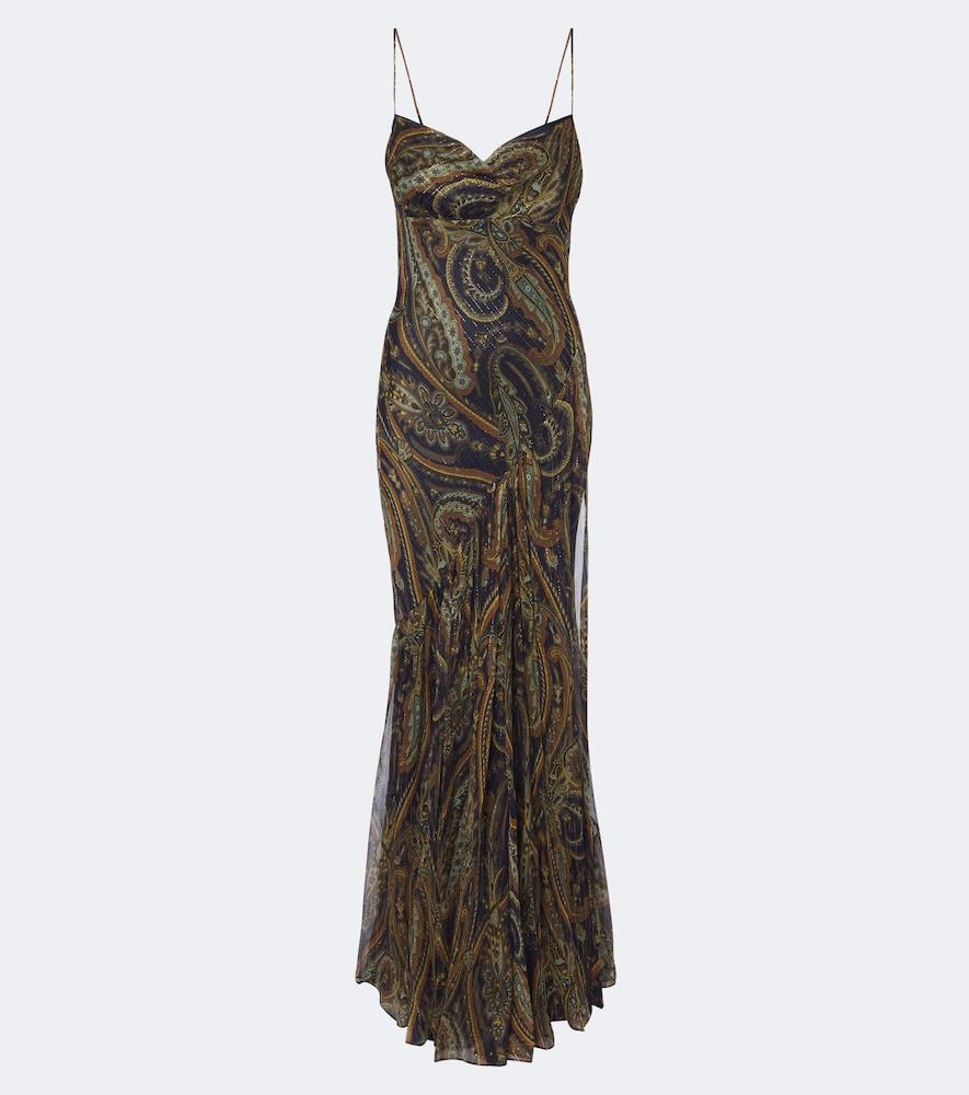 etro paisley silk-blend chiffon gown
