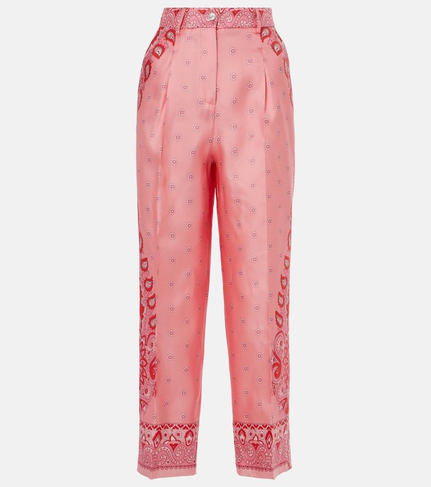 etro paisley silk straight pants