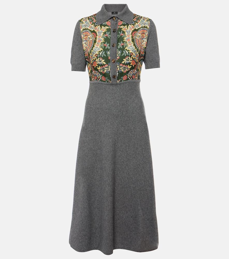etro paisley silk-trimmed polo dress