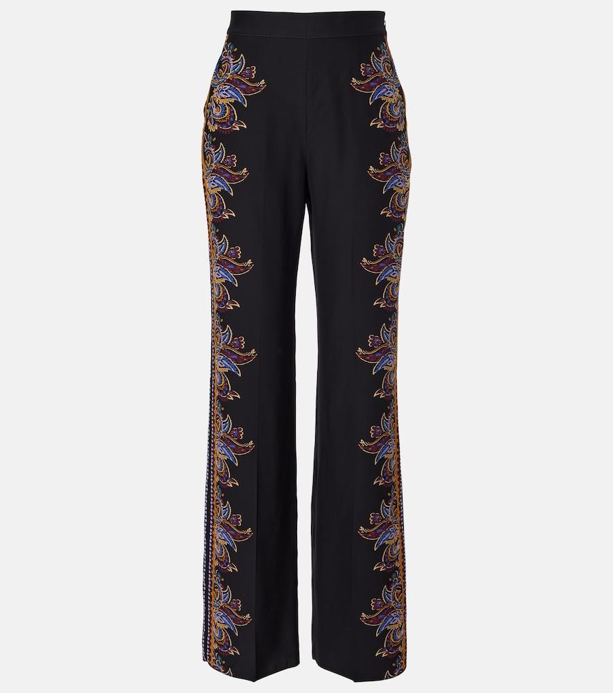 etro paisley silk wide-leg pants
