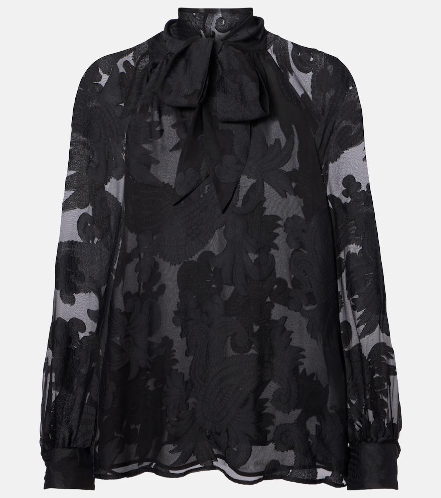 etro paisley tie-neck blouse