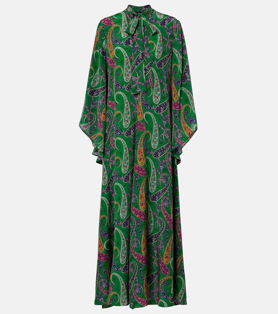 etro paisley tie-neck silk maxi dress