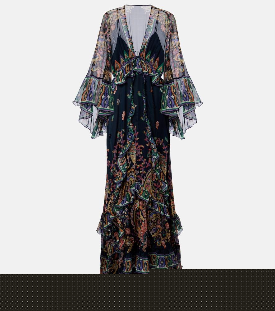 etro paisley tiered silk chiffon gown
