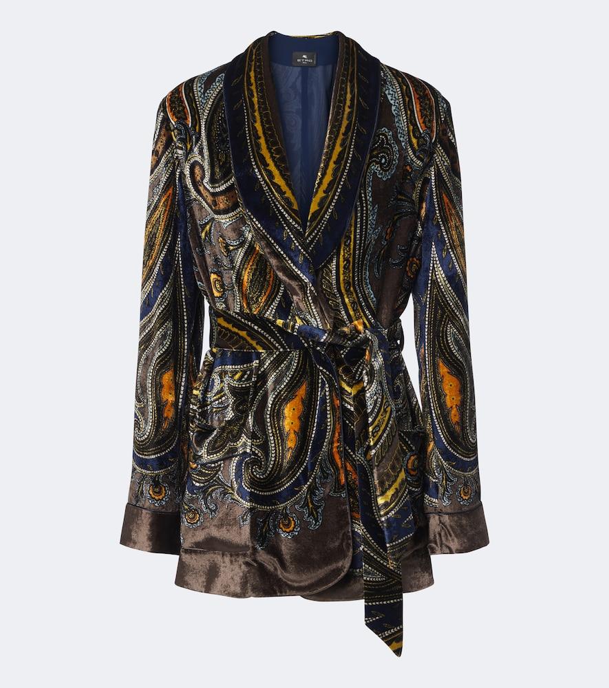 etro paisley velvet wrap blazer