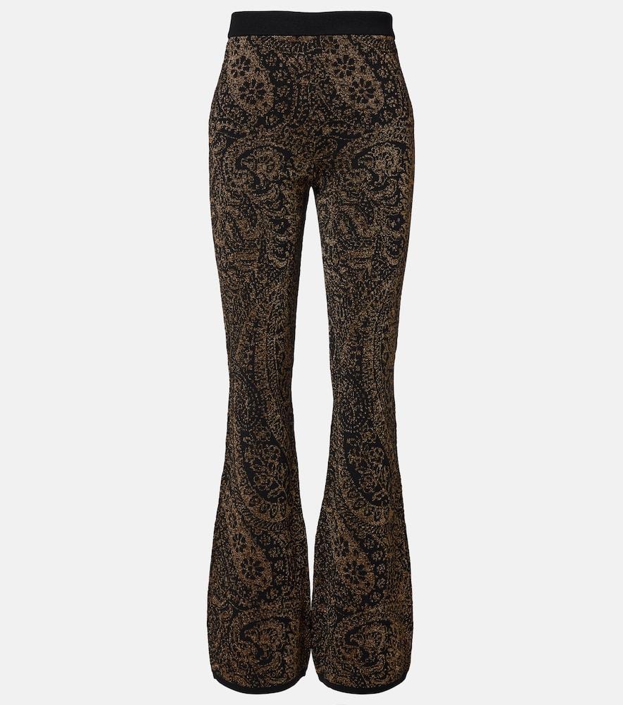 etro paisley wool-blend lamé flared pants