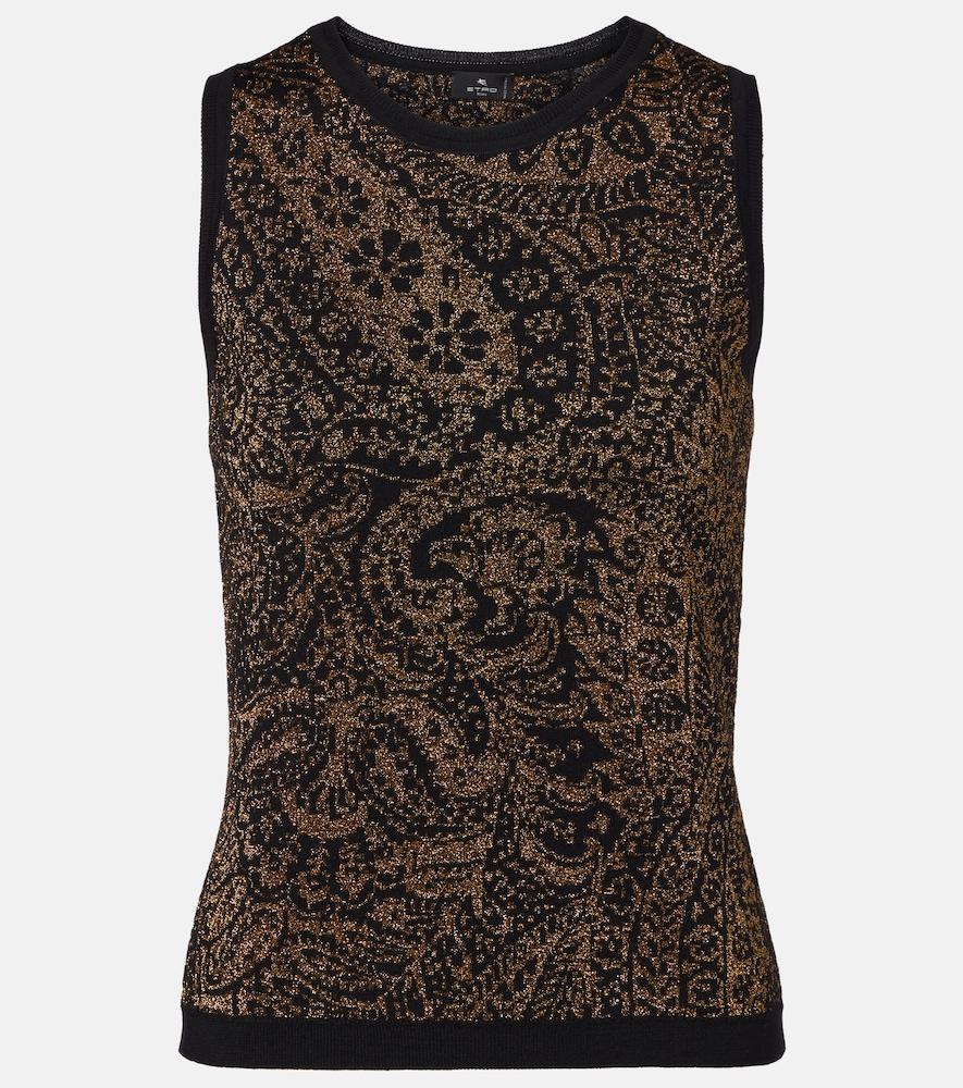 etro paisley wool-blend lamé tank top