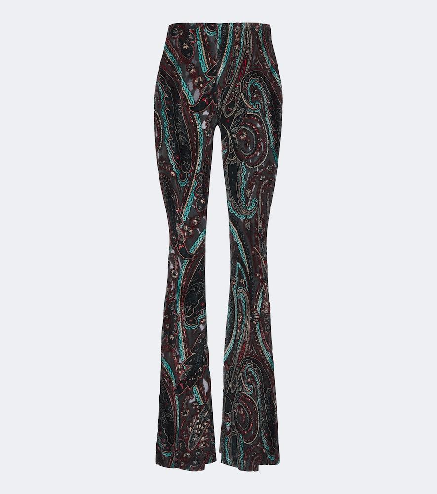 etro patch-appliqué paisley flared pants