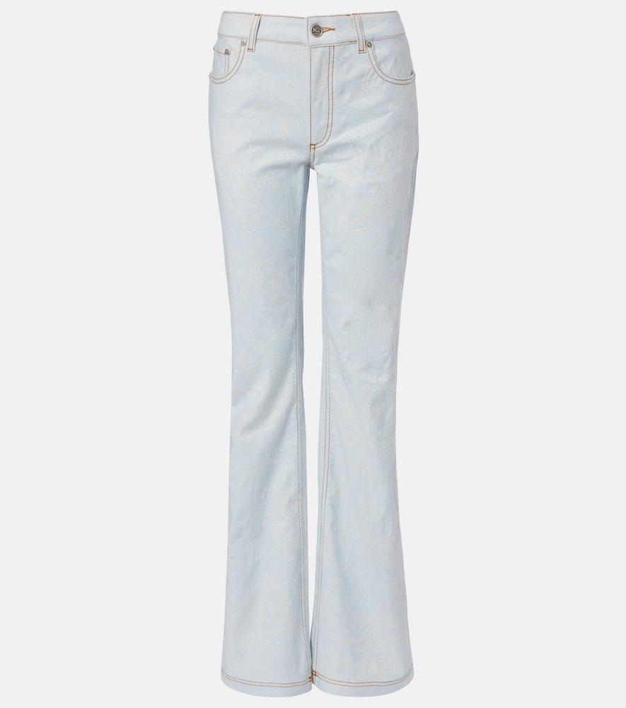 etro pegaso embroidered flared jeans