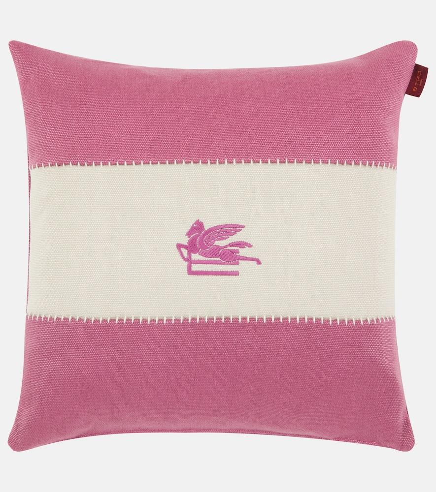 etro pegaso embroidered linen cushion