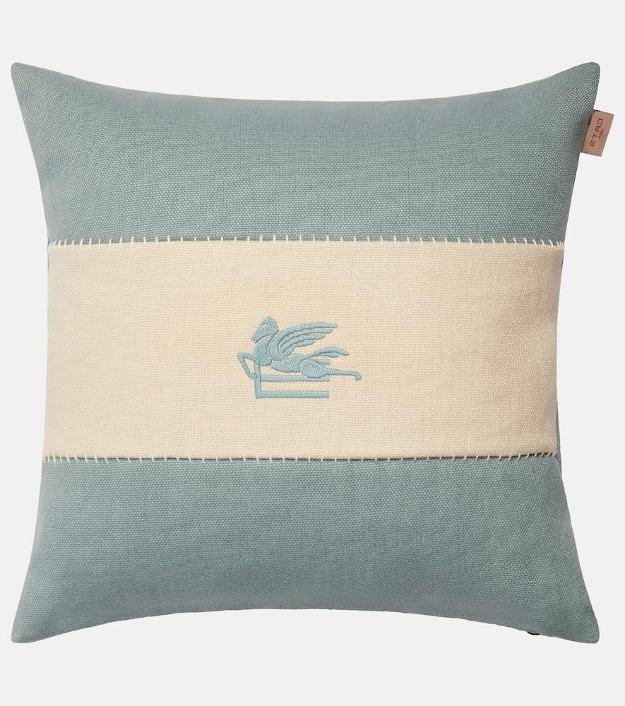 etro pegaso embroidered linen cushion