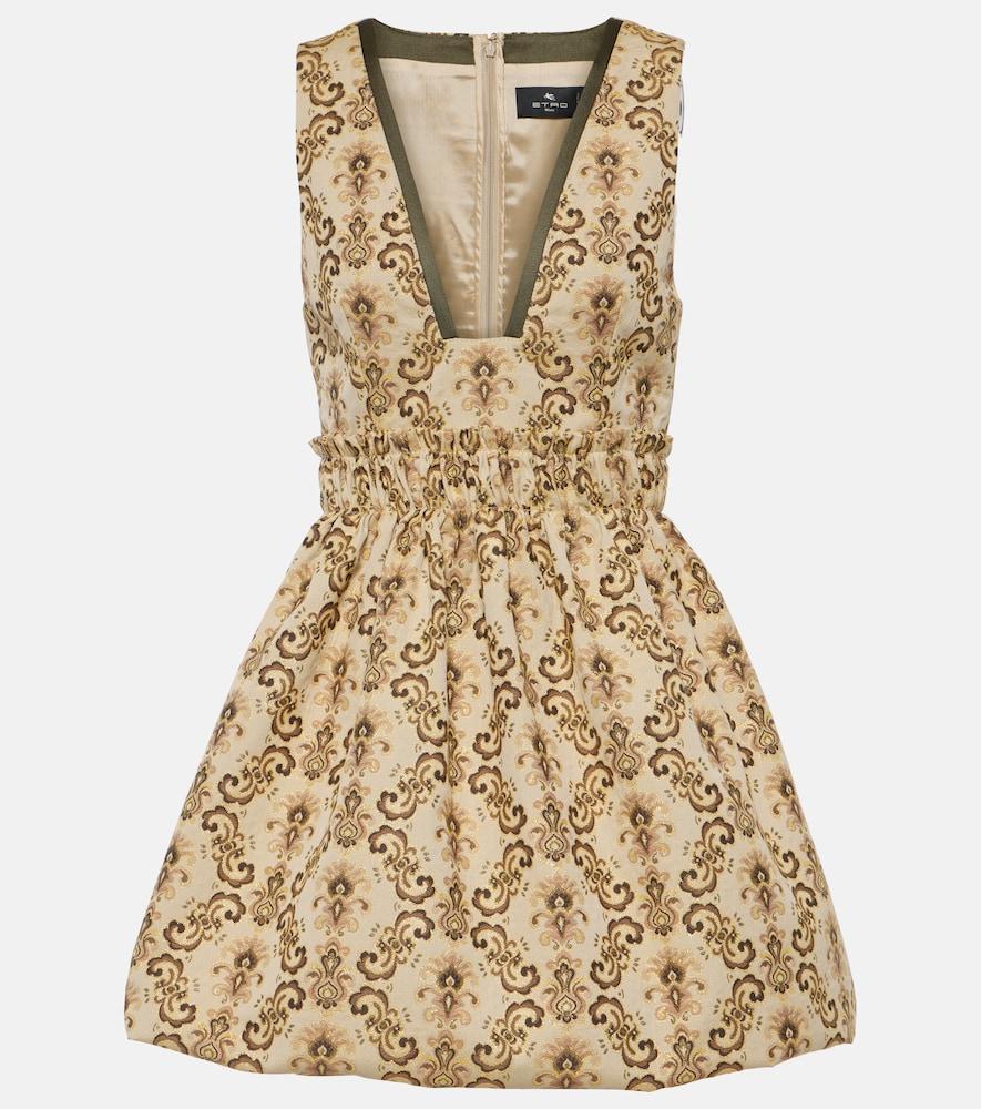 etro plunge-neck jacquard minidress