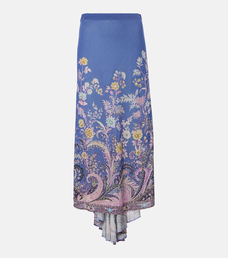 etro printed asymmetric maxi skirt