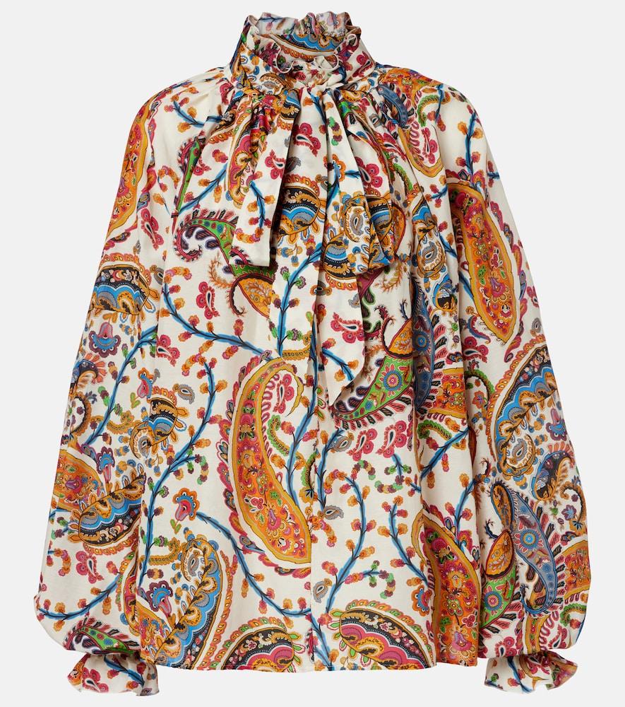 etro printed cotton and silk blouse