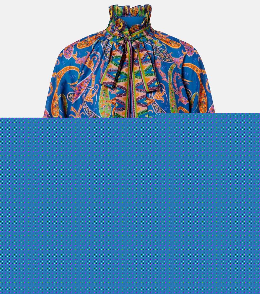 etro printed cotton and silk twill blouse