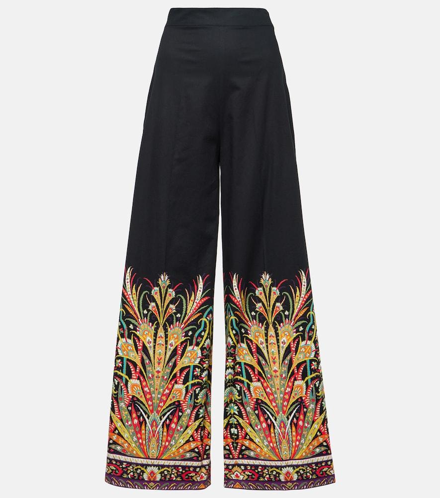 etro printed cotton-blend flared pants