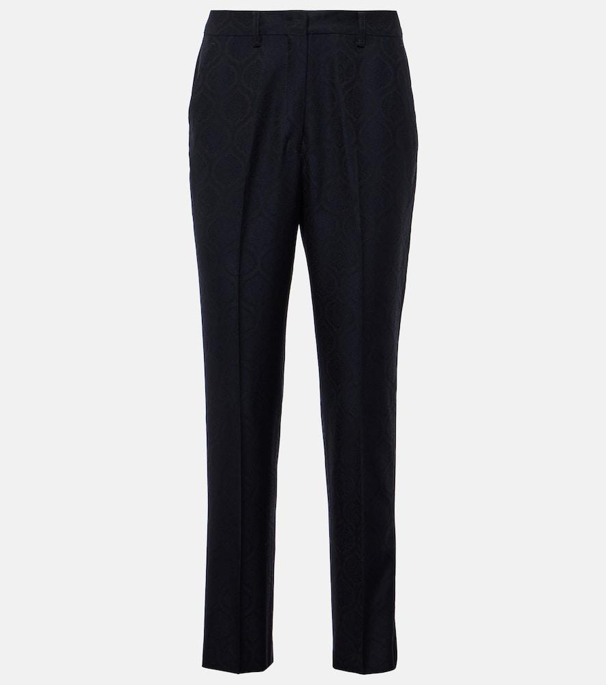 etro printed cotton-blend jacquard slim pants