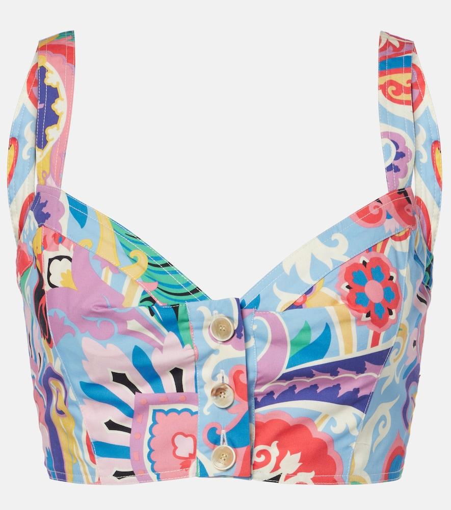 etro printed cotton crop top