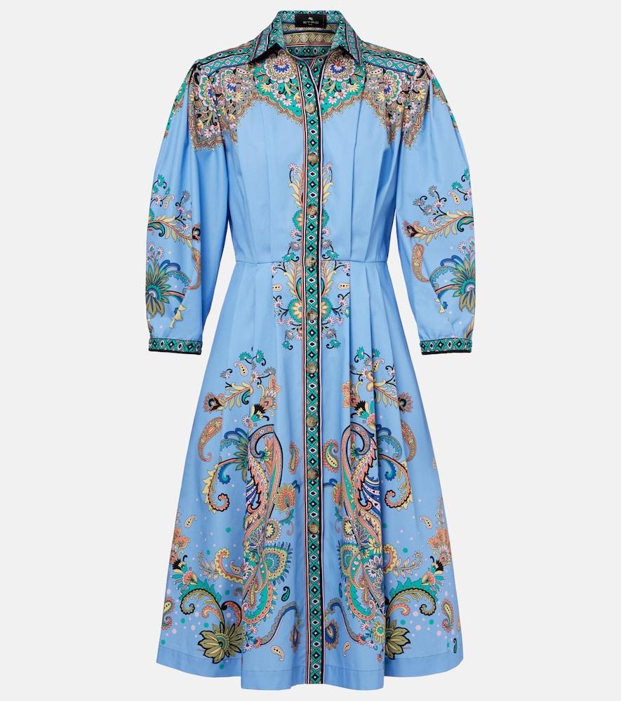 etro printed cotton shirt dress