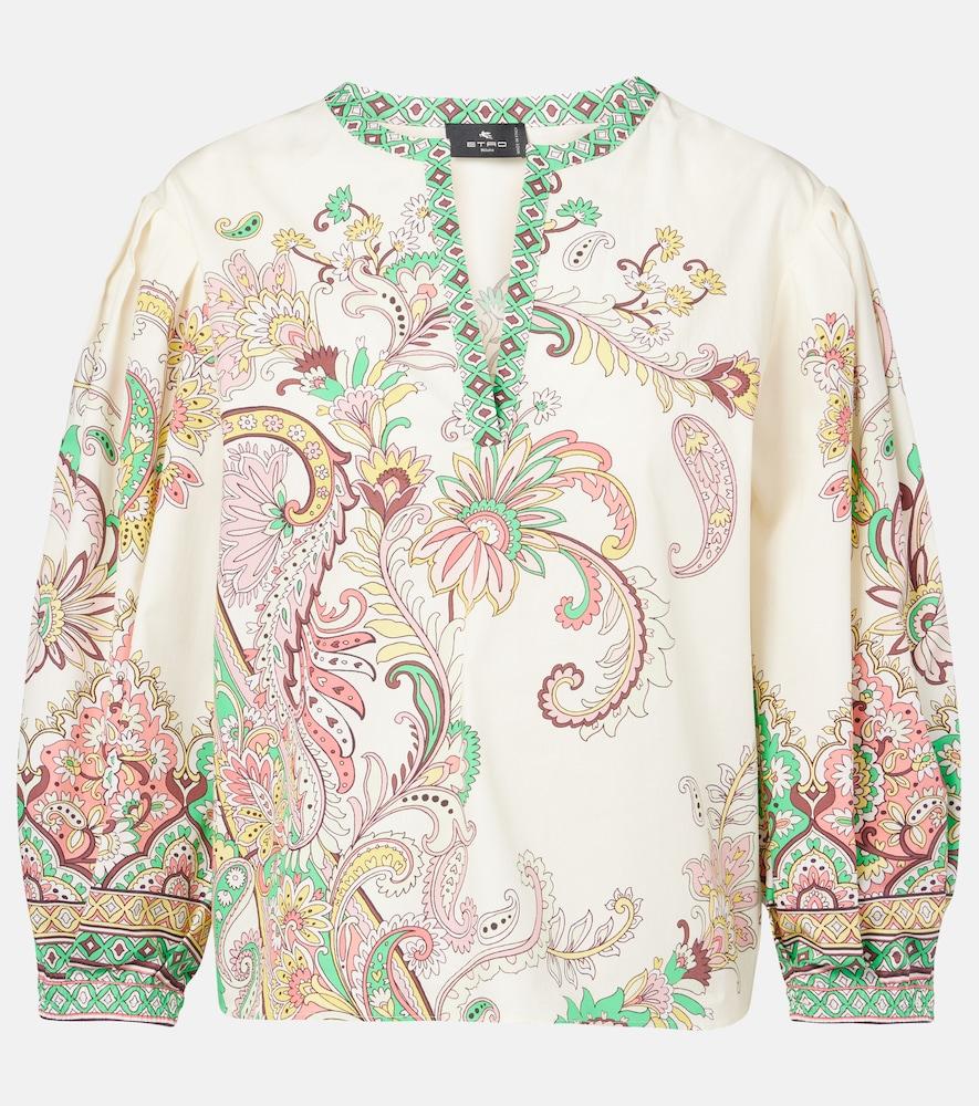 etro printed cotton top