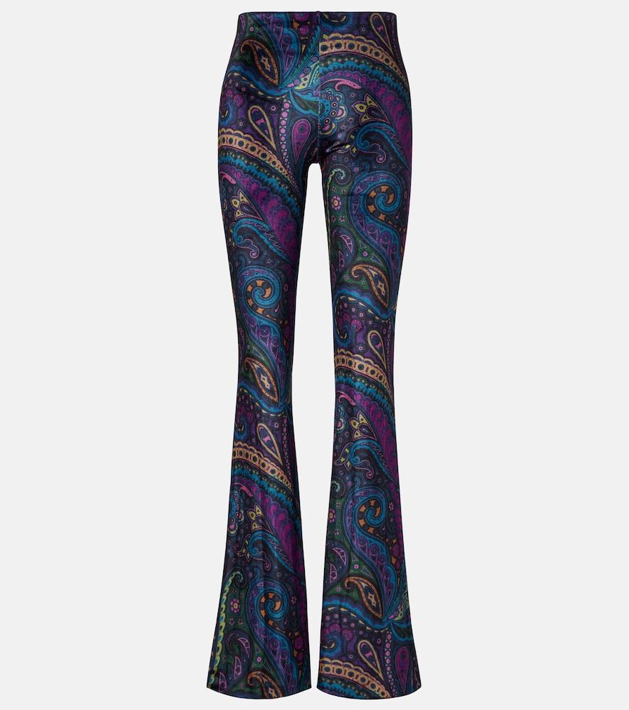 etro printed high-rise velvet flared pants